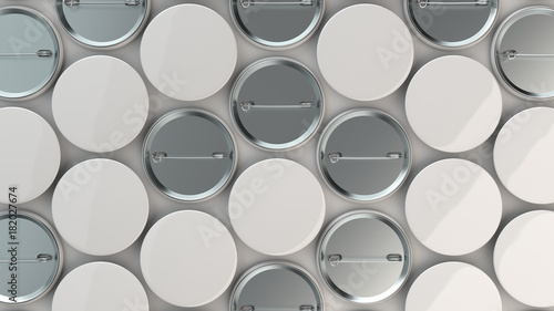 Blank white badges on white background
