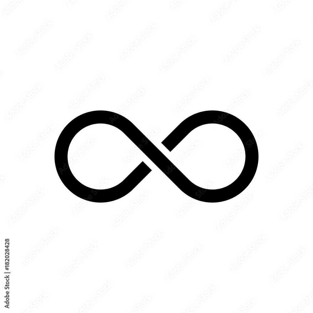 Black infinity symbol icon. Concept of infinite, limitless and endless. Simple flat vector design element. Black infinity symbol icon. Concept of infinite, limitless and endless. Simple flat vector design element.
