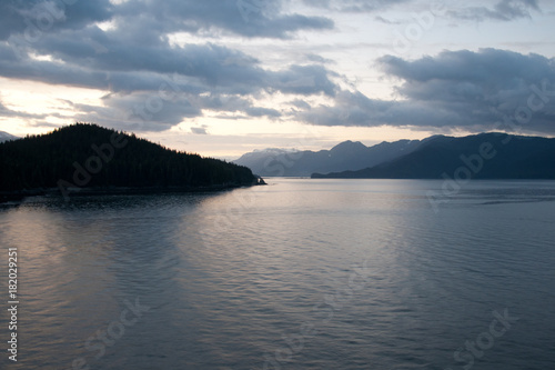 Inside Tracy Arm Fjord, Alaska at sunrise