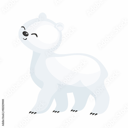 The image of a cute cartoon polar bear. Vector illustration.