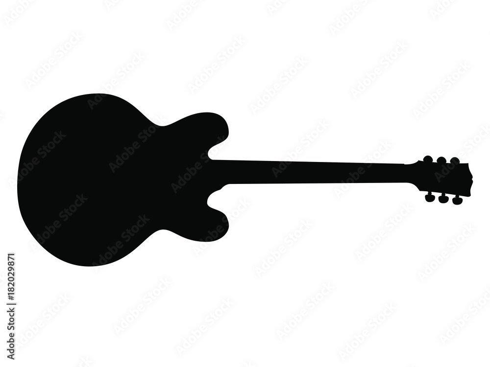 High Quality Hand Drawn Isolated Silhouette of a Heavy Metal Guitar High Quality Hand Drawn Isolated Silhouette of a Heavy Metal Guitar