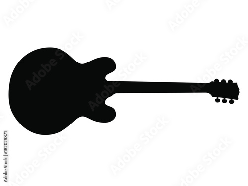 High Quality Hand Drawn Isolated Silhouette of a Heavy Metal Guitar © Philippe