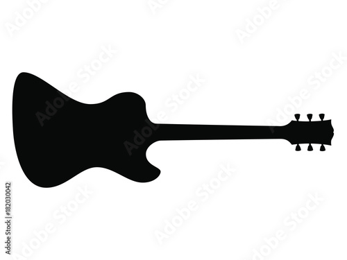 High Quality Hand Drawn Isolated Silhouette of a Heavy Metal Guitar