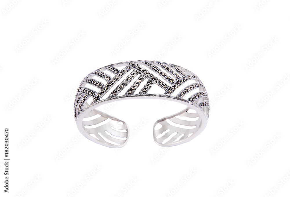 silver Bracelets on Isolated White Background silver Bracelets on Isolated White Background