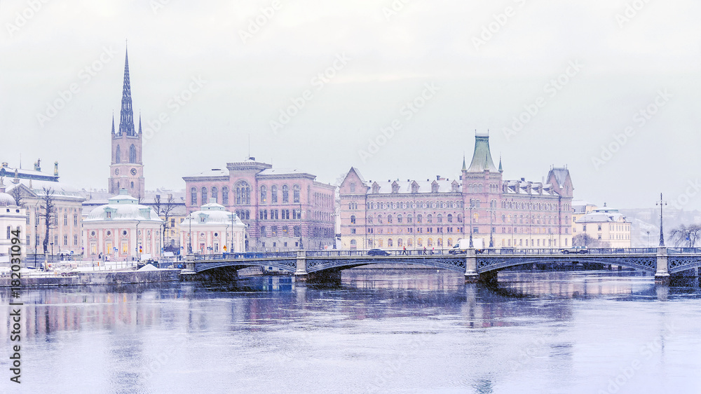 panorama of winter Stockholm, Sweden