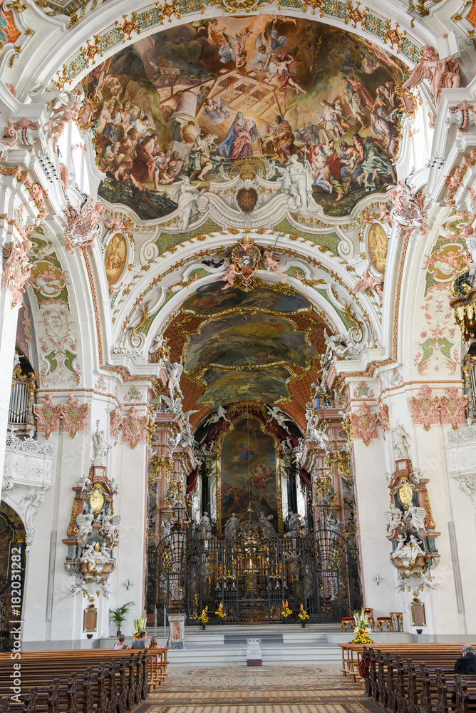 The interior of Einsiedeln abbey in Switzerland