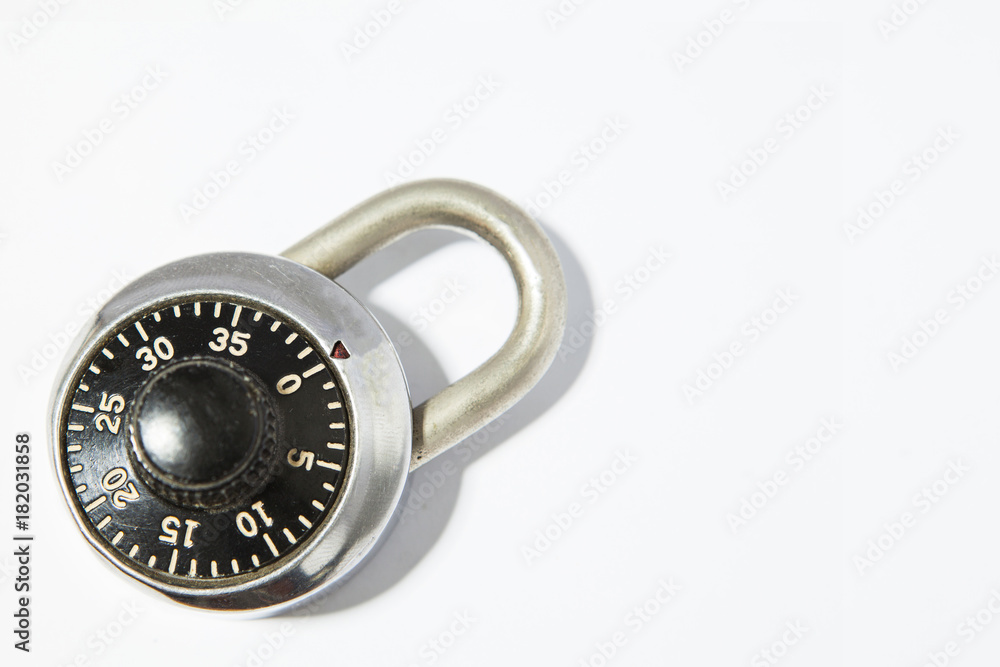 a combination padlock on a white background. with copy space for your text a combination padlock on a white background. with copy space for your text