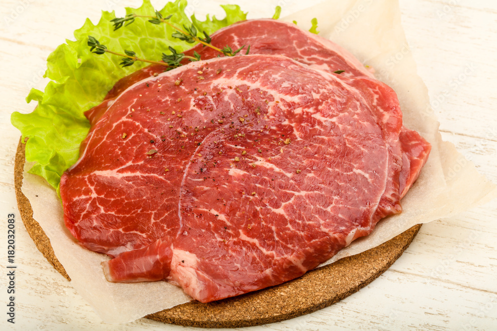 Raw beef schnitzel