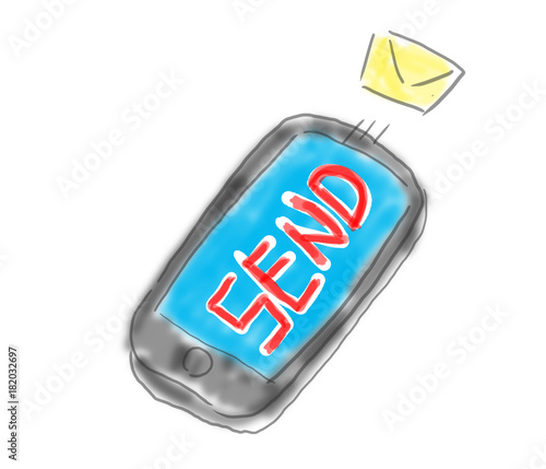 スマホでメール送信 ゆるいイラスト Stock イラスト Adobe Stock