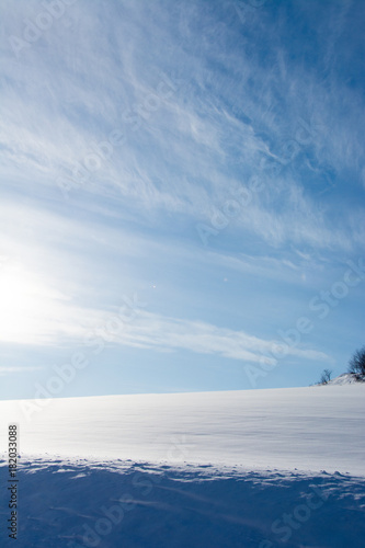 冬の青空と雪原
