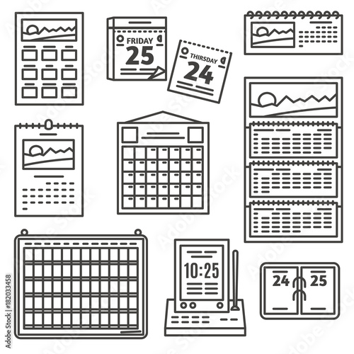 Set of calendar icons.