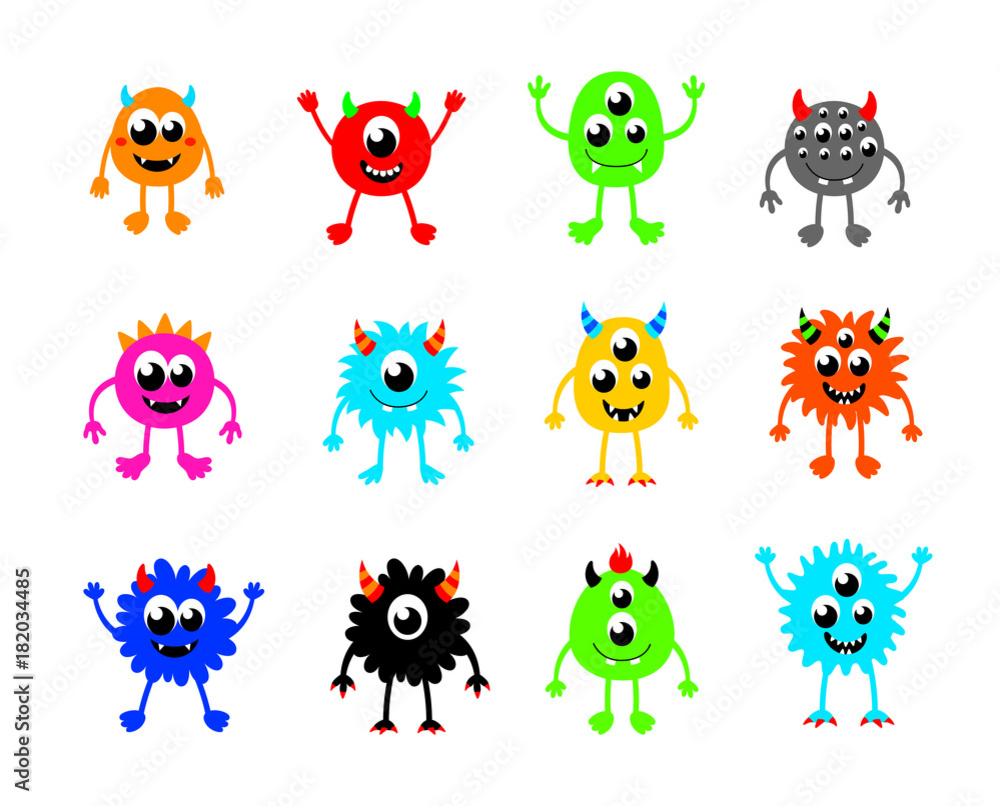 Obraz premium cute happy monster vector collection