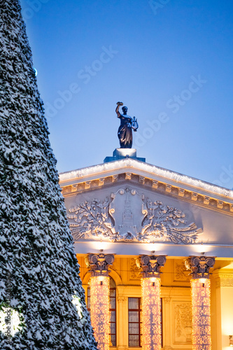 Drama theater in gomel in the blue hour photo