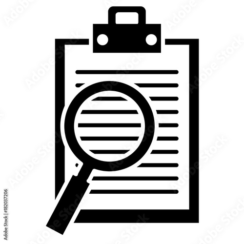 clipboard with magnifying glass vector illustration design