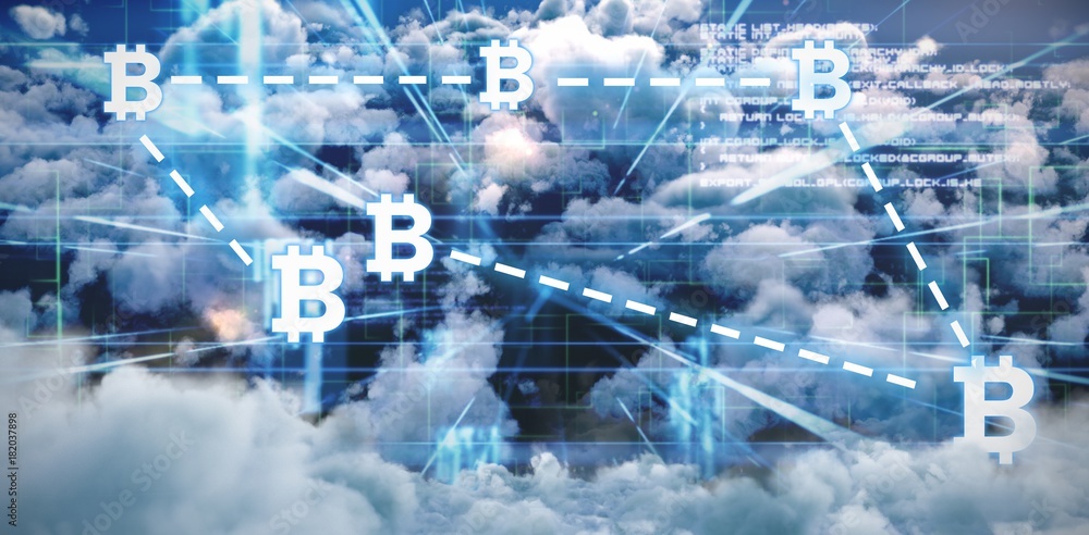 Composite image of symbol of bitcoin digital cryptocurrency Composite image of symbol of bitcoin digital cryptocurrency