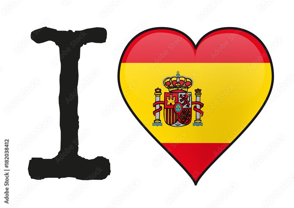 Vecteur Stock Espagne - I love Espagne - drapeau - cœur - icône | Adobe  Stock