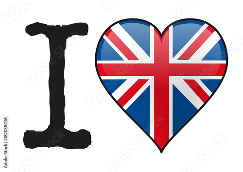 Grande Bretagne - I love Grande Bretagne - Royaume-Uni - Angleterre - drapeau - cœur - icône
