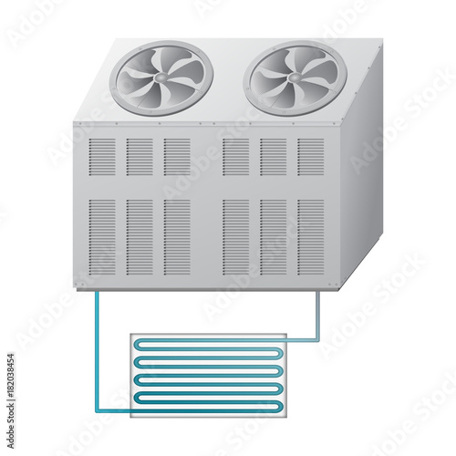 Outdoor and indoor unit chiller. Conditioning system.