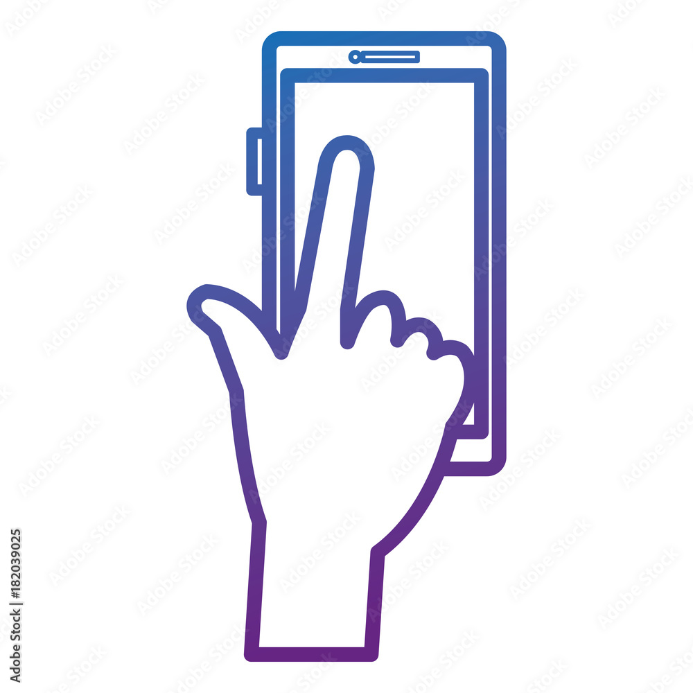 Obraz premium hands human with smartphone device vector illustration design