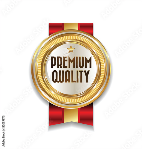 Golden retro premium quality badge vector illustration
