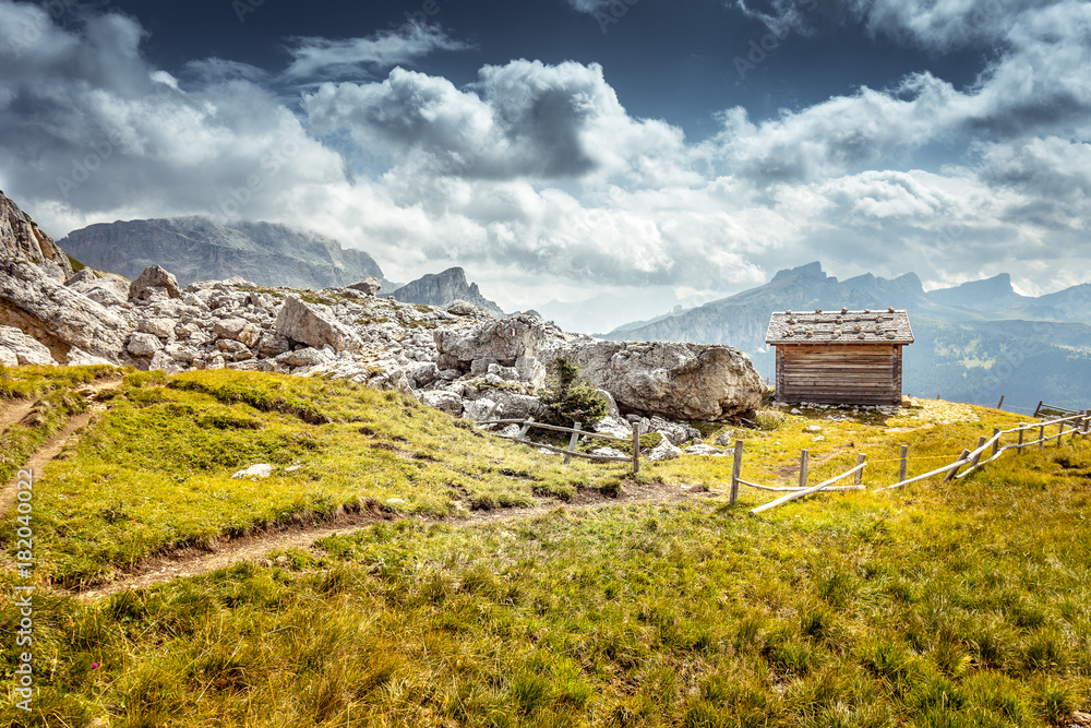 custom made wallpaper toronto digitalMountain path with dolomites background, Mount Settsass, Dolomites, Italy