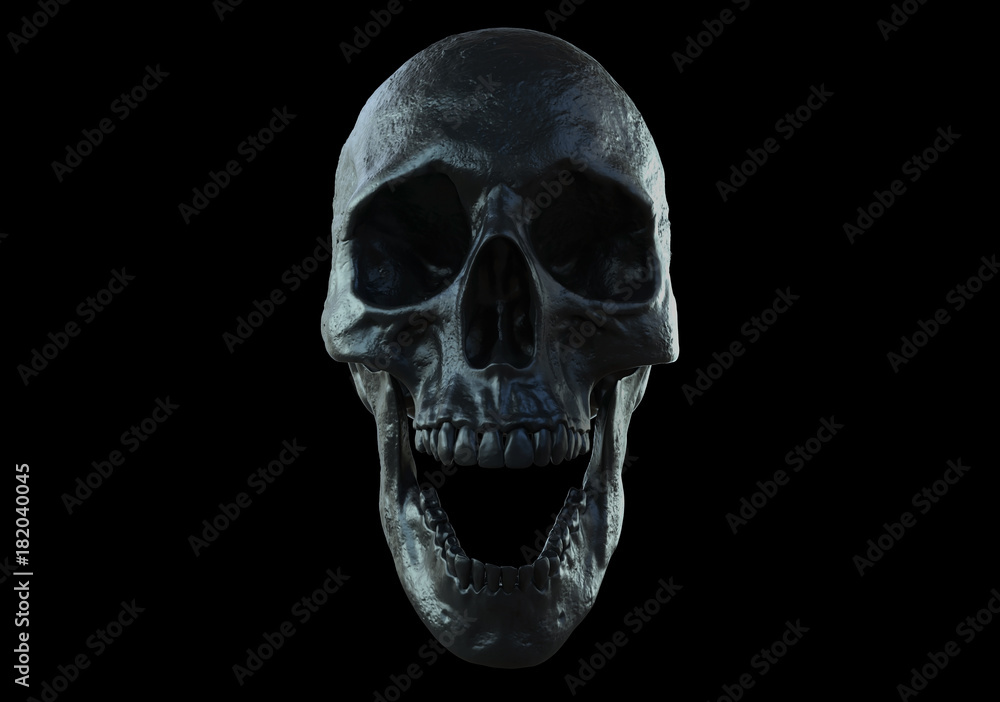 Obraz premium black skull screaming isolated in black background 3d illustration