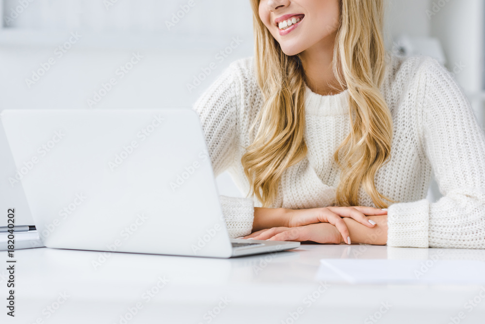 smiling businesswoman working with laptop smiling businesswoman working with laptop
