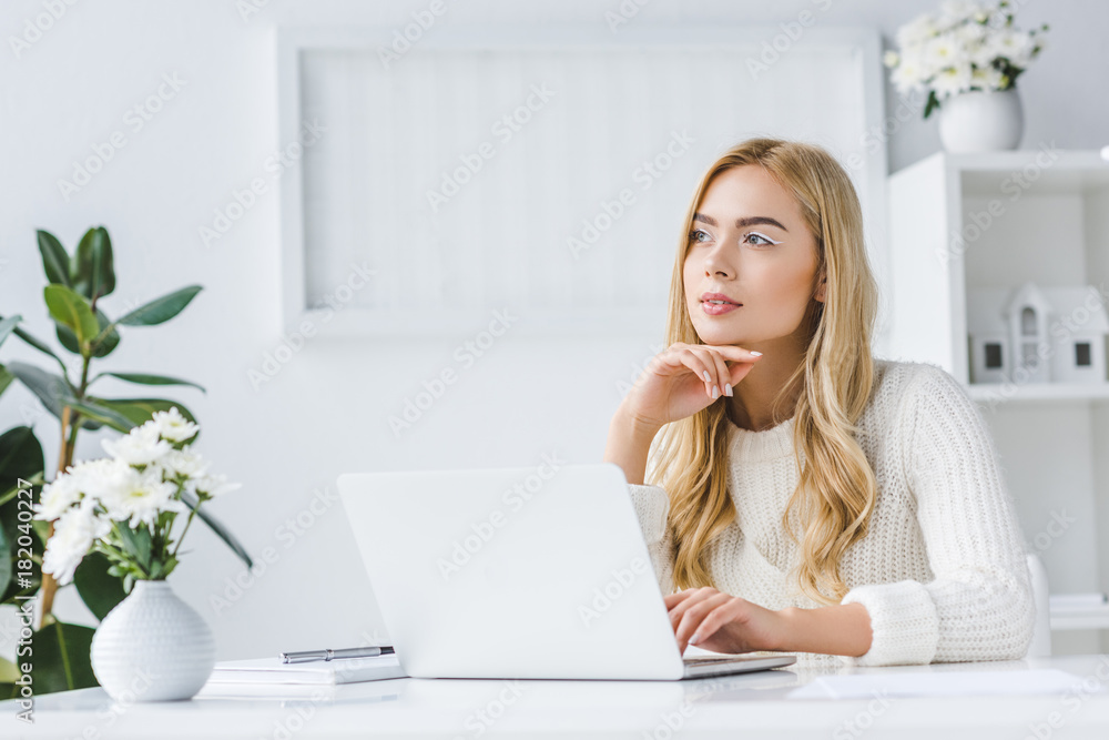 businesswoman with laptop at workspace businesswoman with laptop at workspace