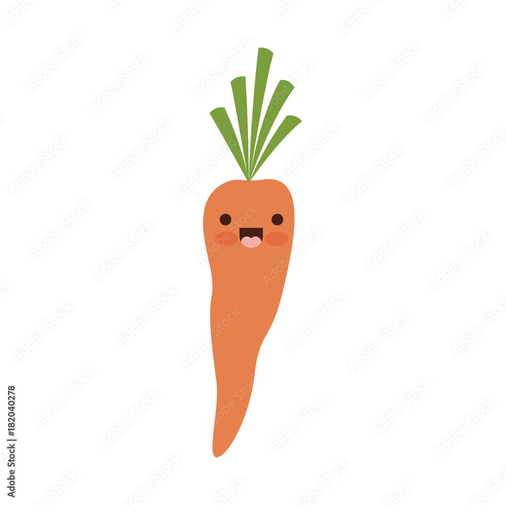 kawaii carrot vegetable in colorful silhouette on white background kawaii carrot vegetable in colorful silhouette on white background