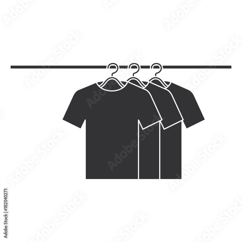 tshirts hanging in hook vector illustration design