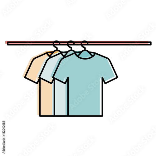 tshirts hanging in hook vector illustration design