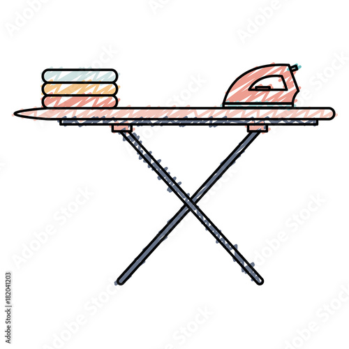 ironing board with clothes and iron vector illustration design