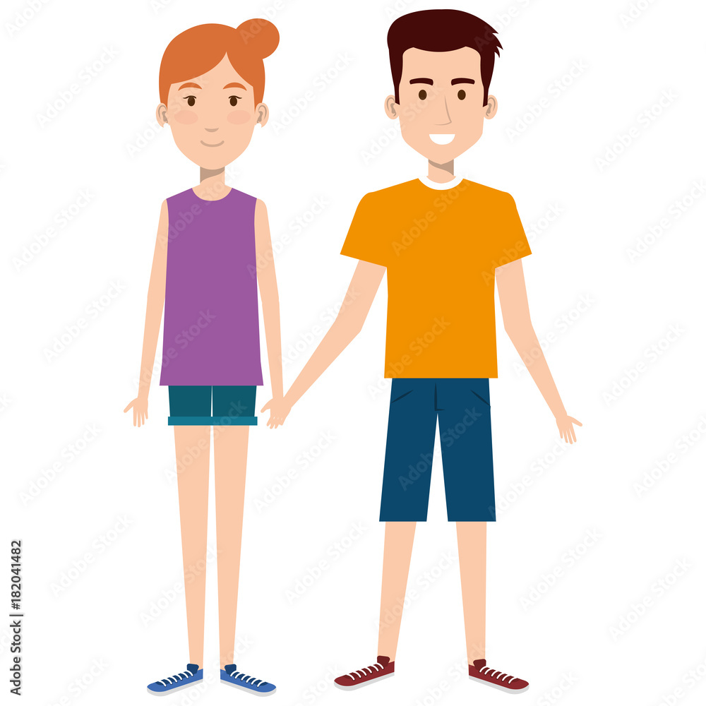 lovers couple avatars characters vector illustration design