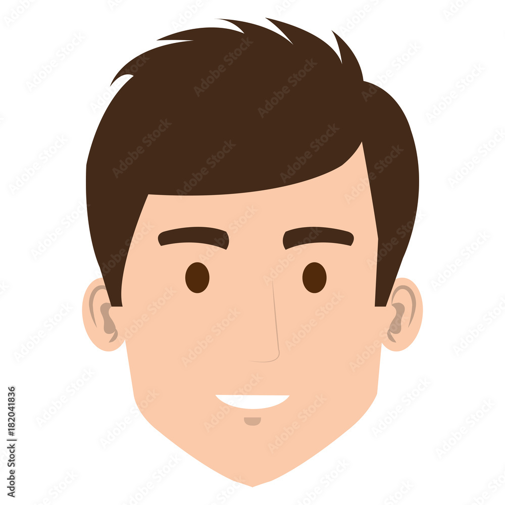 young man head avatar character vector illustration design