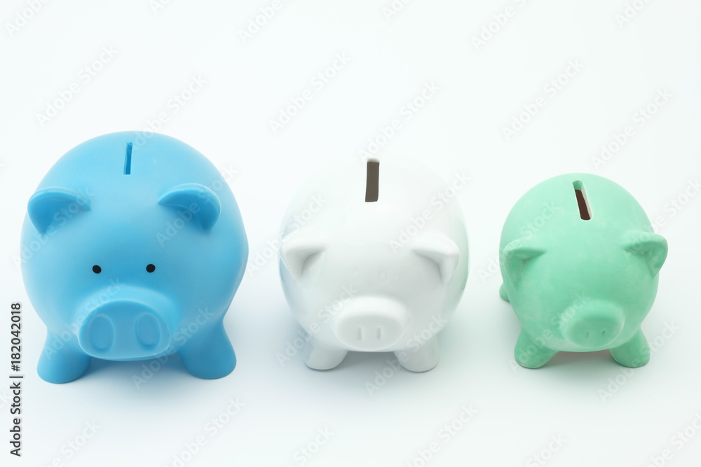 piggy bank money saving concept - white background piggy bank money saving concept - white background