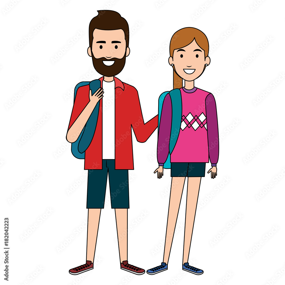 students couple avatars characters vector illustration design students couple avatars characters vector illustration design