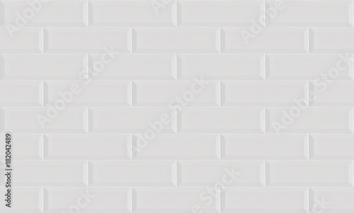 White ceramic brick tile wall background. Seamless pattern.