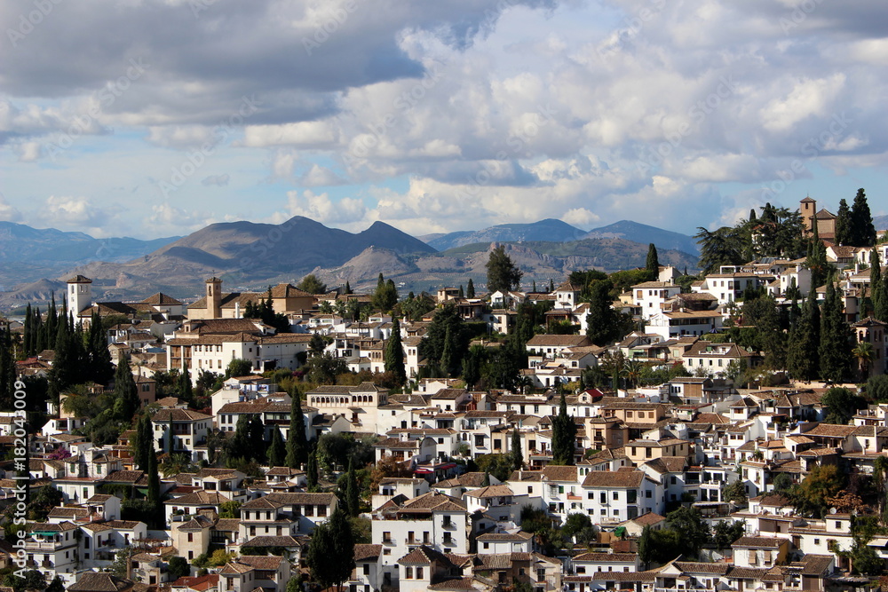 Cityscape of Granada from the Alhambra Palace / Andalucia, Spain
