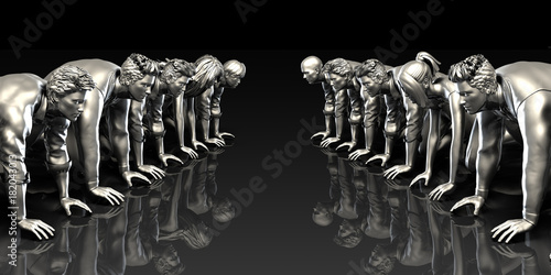 Business People Facing Off