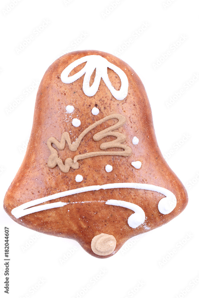Fototapeta premium bell as christmas gingerbread isolated