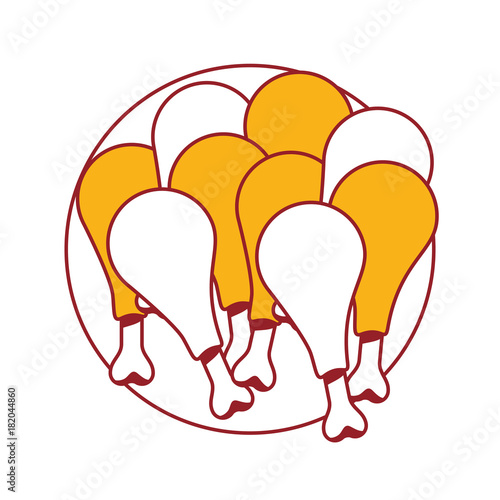chicken thighs on dish in color sections silhouette