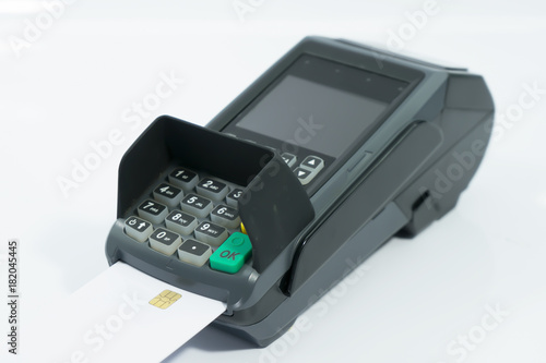 Credit card machine on isolated