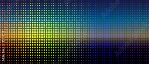 Abstract Digital Landscape of Colorful Dots. Futuristic Blur Background. 