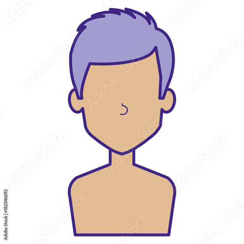 young man shirtless avatar character vector illustration design