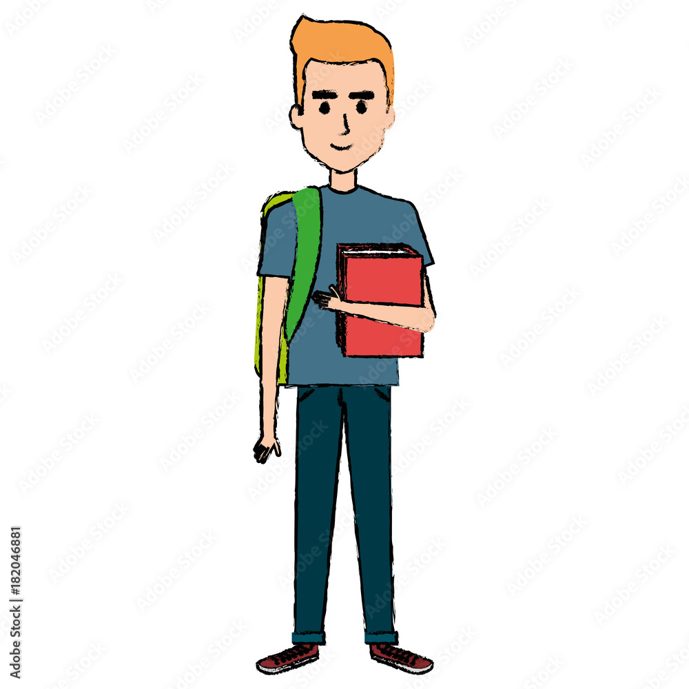 young man with school bag avatar character vector illustration design young man with school bag avatar character vector illustration design