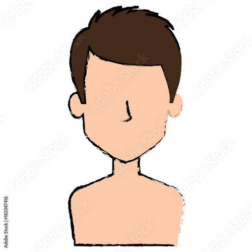 young man shirtless avatar character vector illustration design