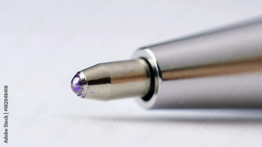 Metal ball pen. Extreme close up.
Metal ball pen. Extreme close up.