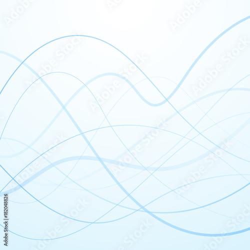 Abstract blue curved and wavy lines