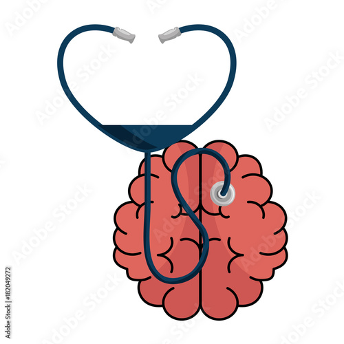 brain with stethoscope medical vector illustration design