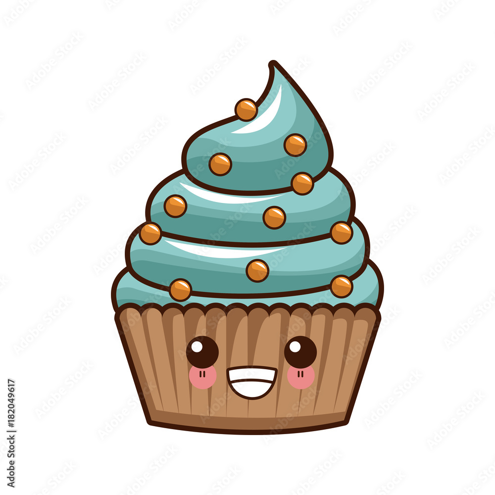 Cupcake delicious dessert kawaii cute cartoon vector illustration Stock  Vector | Adobe Stock